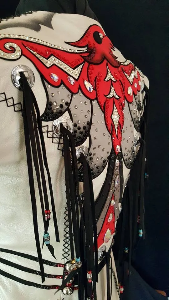 #1700 Ivory/Red/Black Bird Show Vest, Ladies M 8019-41