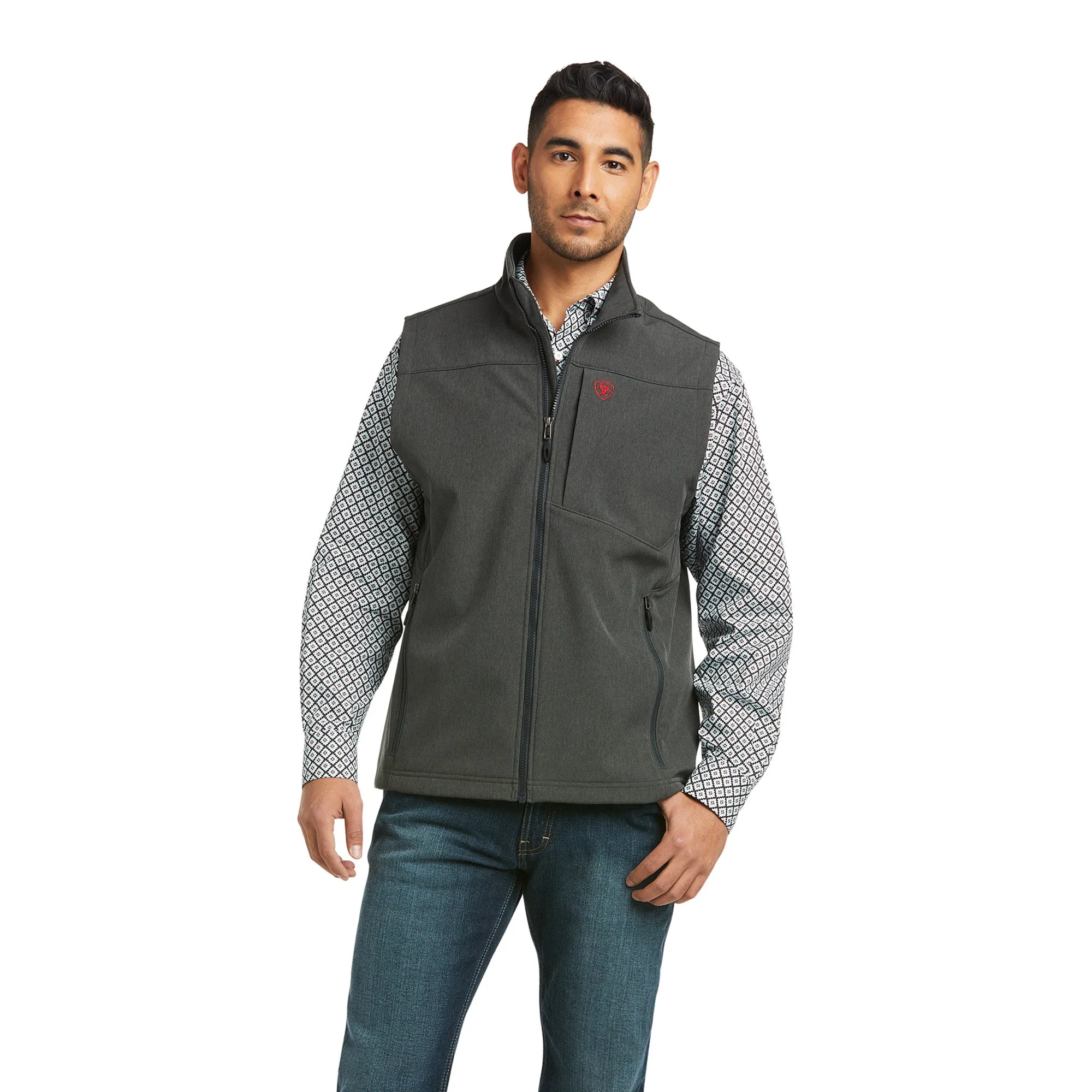 Ariat® Men's Logo 2.0 Charcoal Americana Softshell Vest 10037380