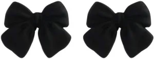 Artist Bow Tie Ribbon Stud Earrings for Women Black Daily Bow Earring Jewelry (1 Pair Black)