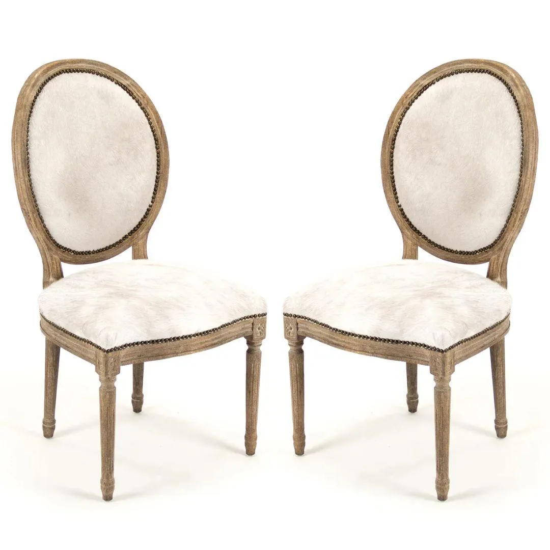 Brazilian Cowhide White Dining Chairs