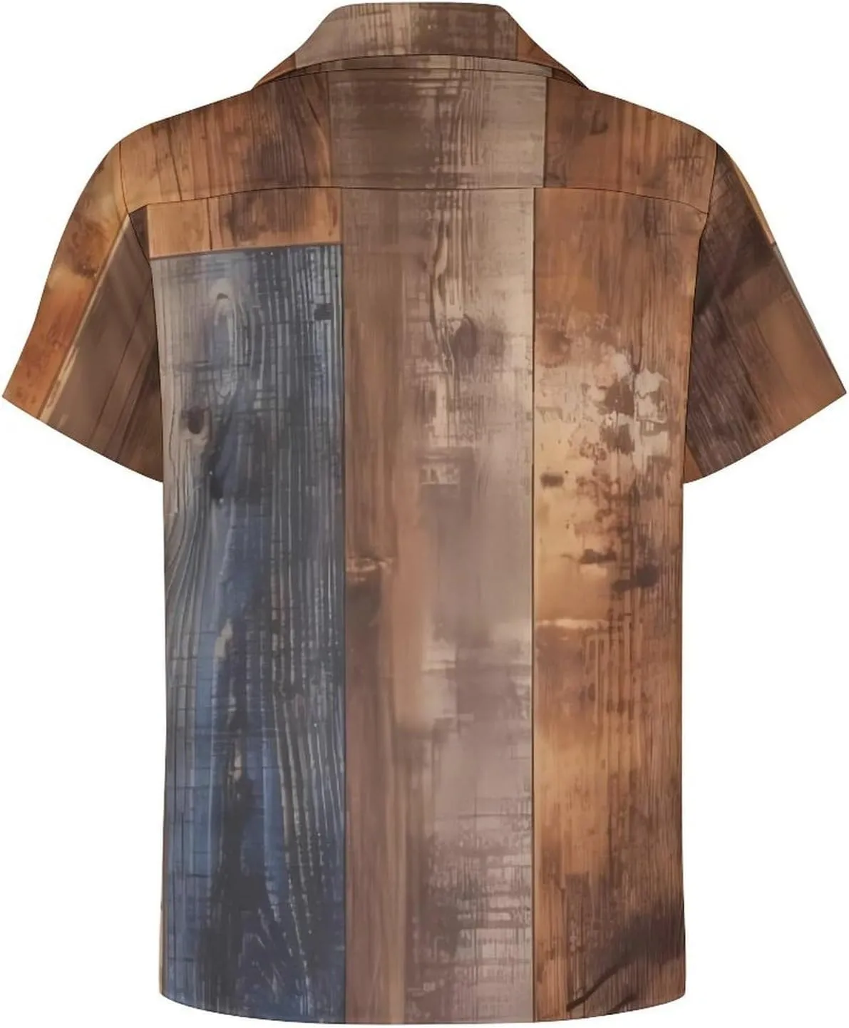 Brown Wood Print Cuban Collar Shirt Classic Design for Comfort and Style