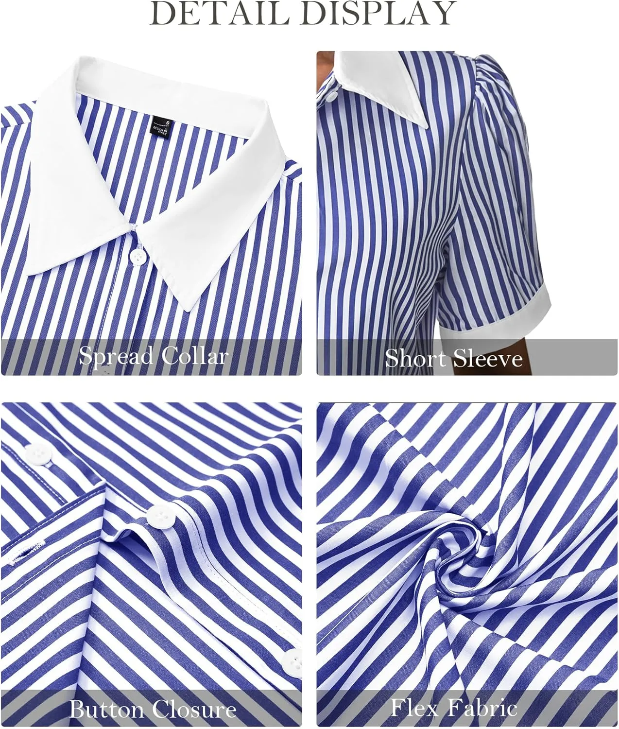 Button Down Shirts for Women Puff Short Sleeve Button Up Dress Shirts Collared Fitted Blouse Work Business Top