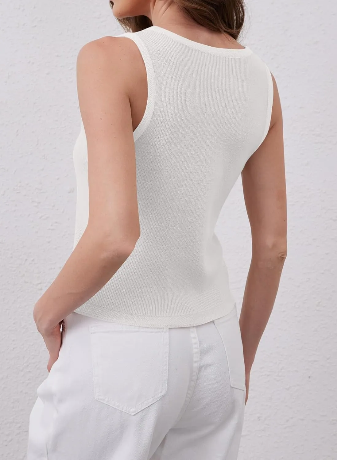 Button Up Sweater Vest for Women 2024 V Neck Sleeveless Tank Tops Cardigan Vests