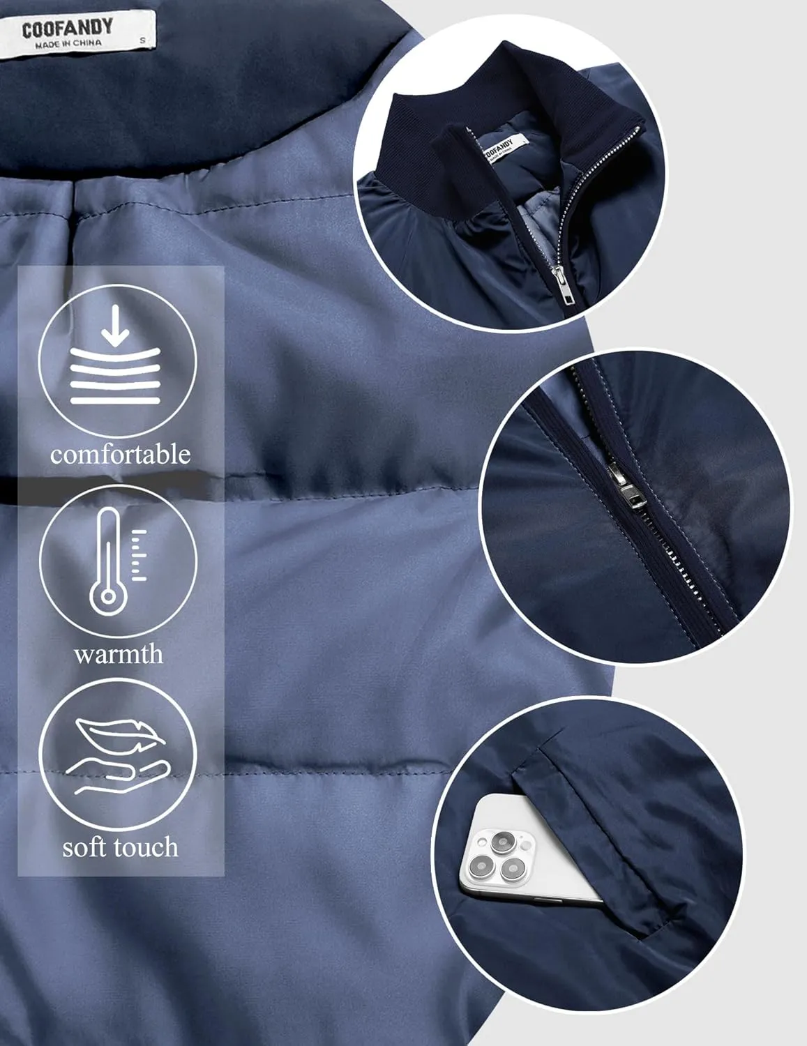 COOFANDY Men's Casual Outerwear Vests Padded Sleeveless Jacket Winter Outdoor Warm with Pockets