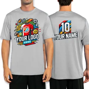 Custom Sport Performance T-Shirt, 100% Polyester, Moisture-Wicking, Personalized with Your Design, Printed in The USA