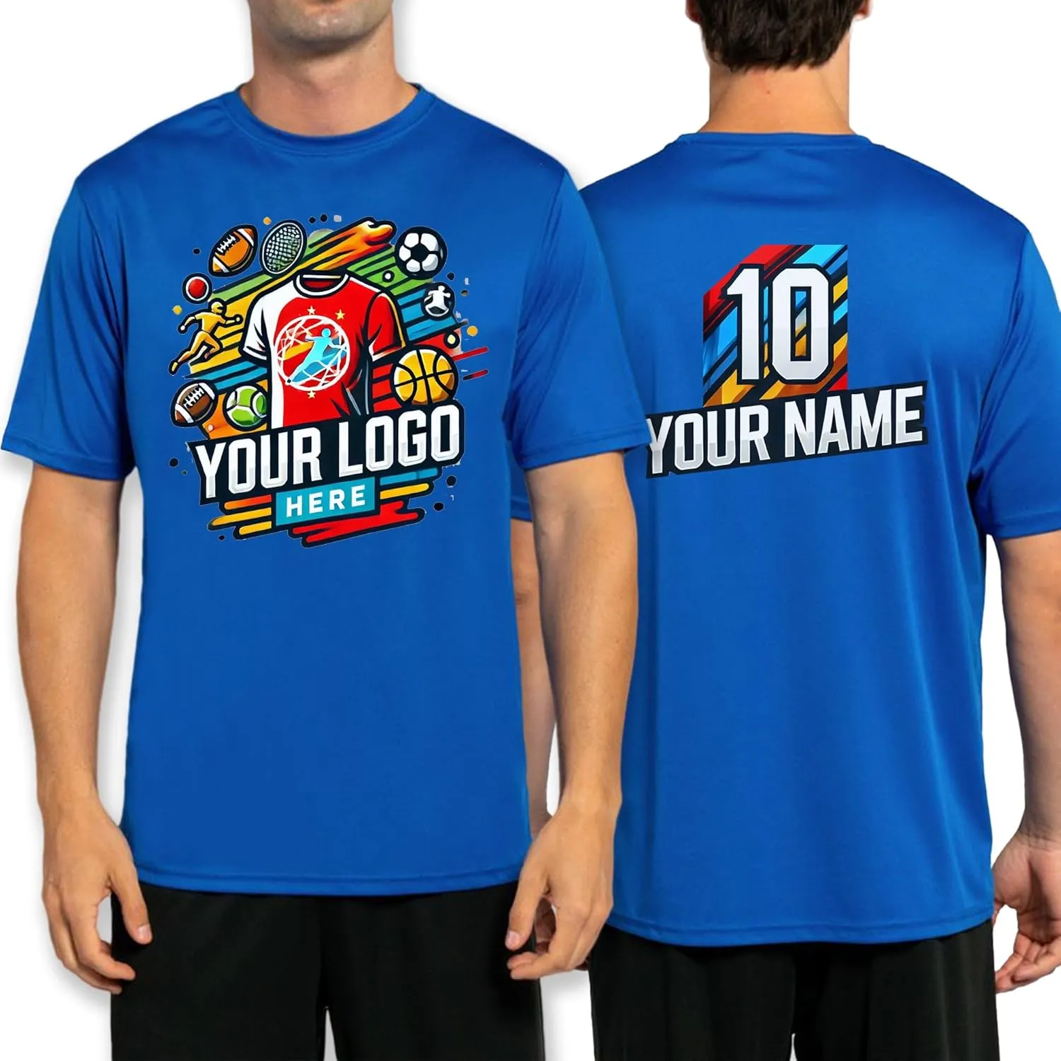 Custom Sport Performance T-Shirt, 100% Polyester, Moisture-Wicking, Personalized with Your Design, Printed in The USA