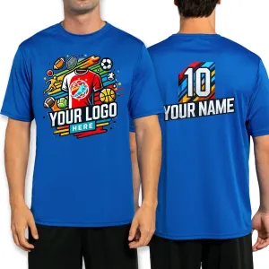 Custom Sport Performance T-Shirt, 100% Polyester, Moisture-Wicking, Personalized with Your Design, Printed in The USA