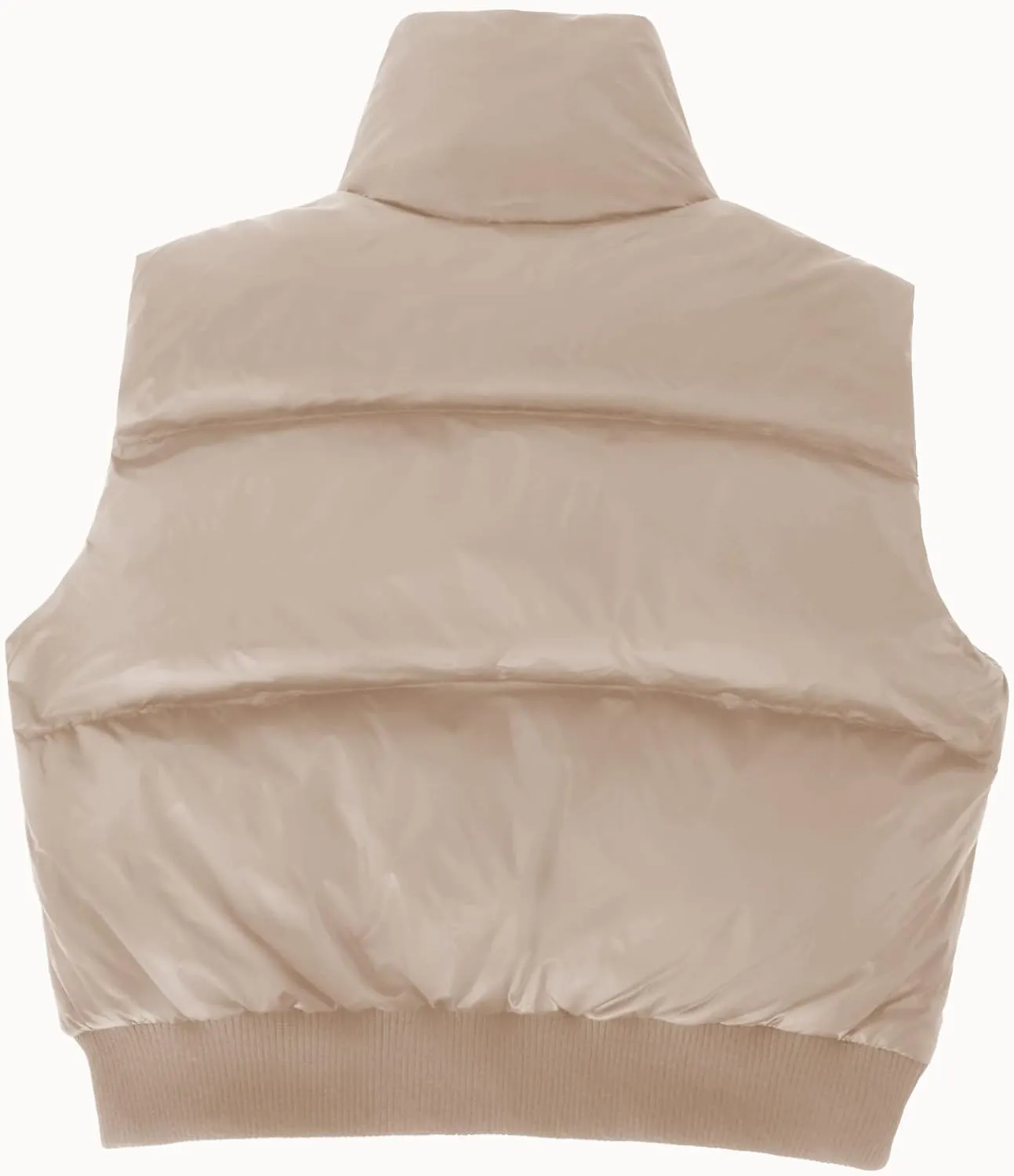ELFJOY Cropped Puffer Vest for Women Down Crop Puffer Jacket Stand Collar Lightweight Winter Warm Puffy Vests Padded Gilet