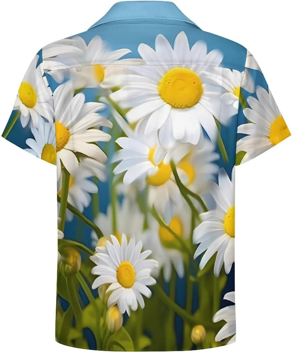 Floral Flowers Daisies Print Cuban Collar Shirt Classic Design for Comfort and Style