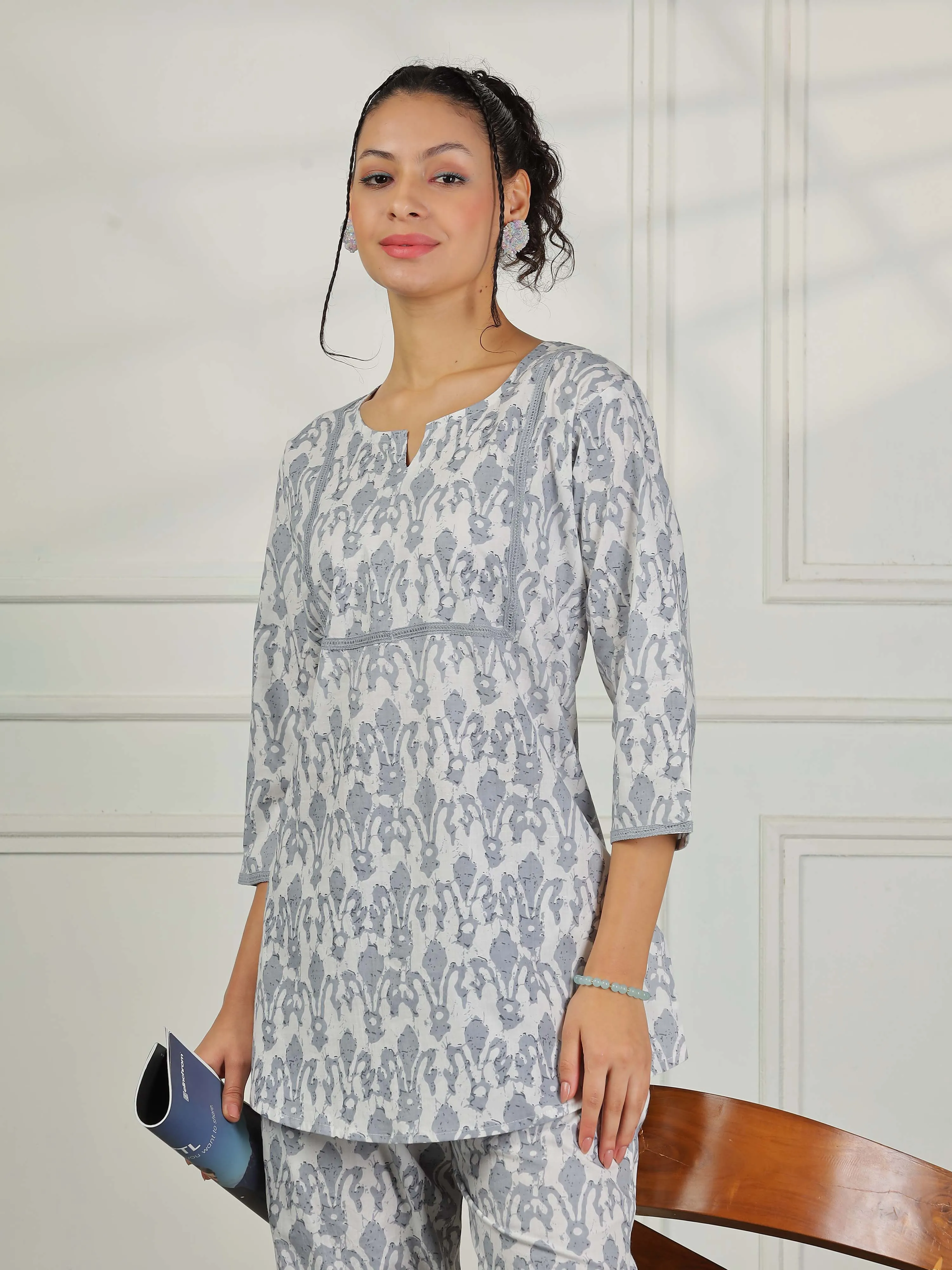 Grey Cotton Pajama Set for Women Soft & Stylish Nightwear