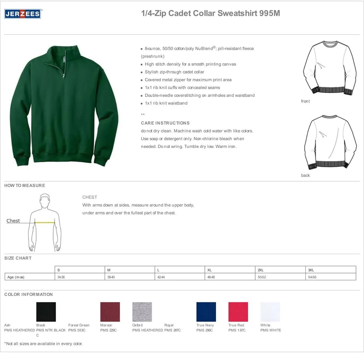 Jerzees 50/50 NuBlend Quarter-Zip Cadet Collar Sweatshirt