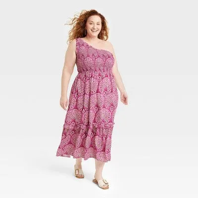 Knox Rose Women's One Shoulder A-Line Maxi Dress Asymmetrical Sundress