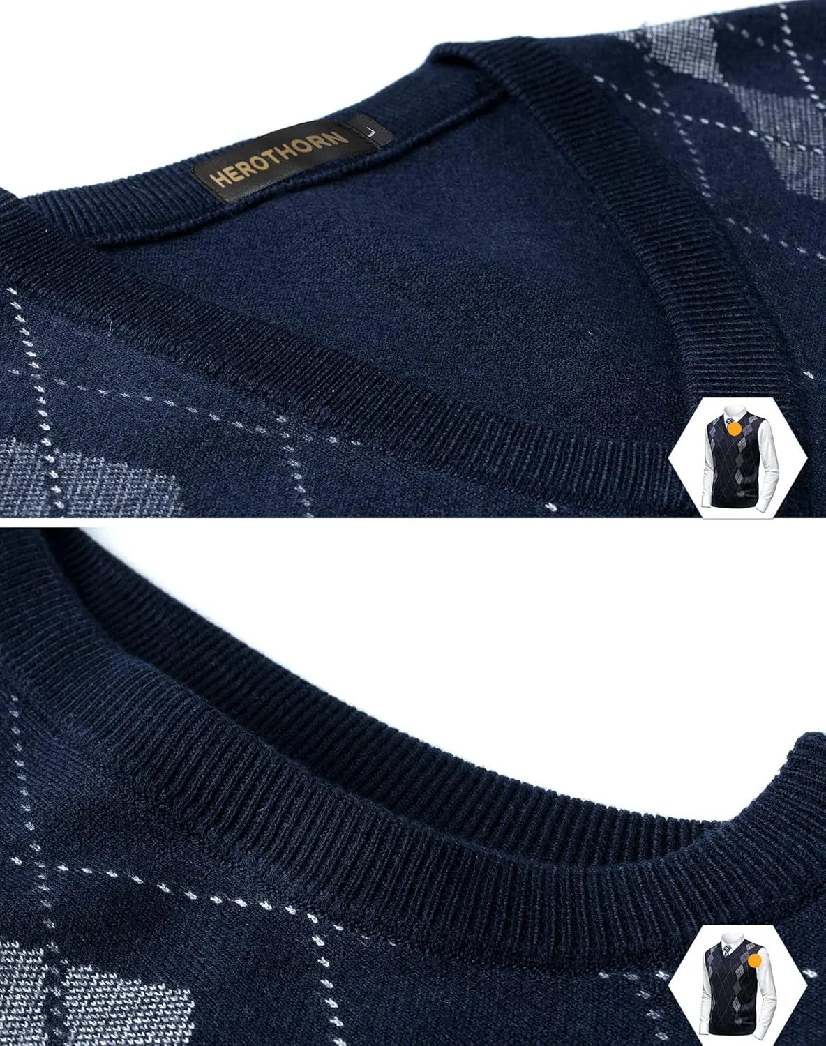 Mens Argyle Sweater Vests Classic V-Neck Sleeveless Pullover Grey Black Knitwear Nice Tank Tops for Dad Husband