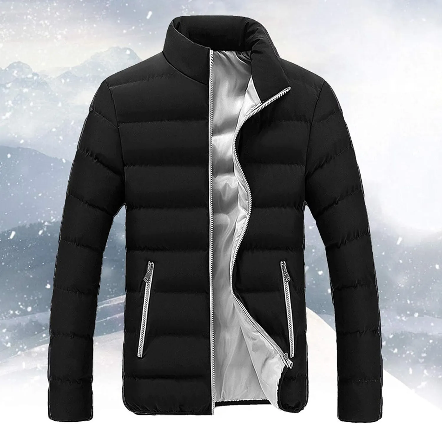 Men's Fashion Solid Colour Winter Collar Warm Thickened Jacket Jacket Short Jacket Comfortable with Pockets