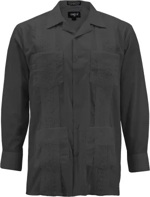 Men's Guayabera Long Sleeve Button Up Cuban Beach Casual Embroidered Dress Shirt