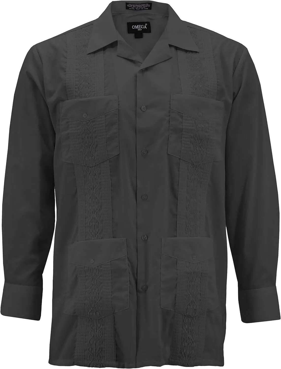 Men's Guayabera Long Sleeve Button Up Cuban Beach Casual Embroidered Dress Shirt