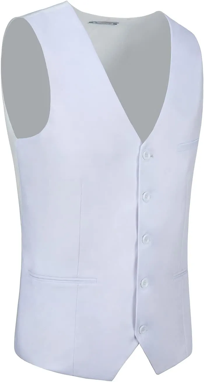 Men's Suits Vest V-Neck Sleeveless Slim Fit Jacket Groomman Casual Suit Vests for Wedding Formal Party Tuxedo for Men