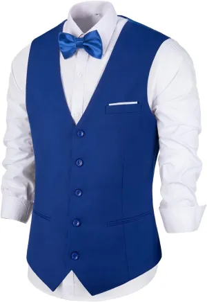 Men's Suits Vest V-Neck Sleeveless Slim Fit Jacket Groomman Casual Suit Vests for Wedding Formal Party Tuxedo for Men