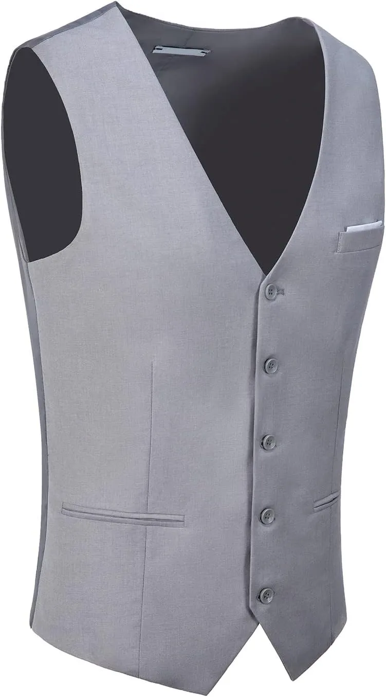 Men's Suits Vest V-Neck Sleeveless Slim Fit Jacket Groomman Casual Suit Vests for Wedding Formal Party Tuxedo for Men