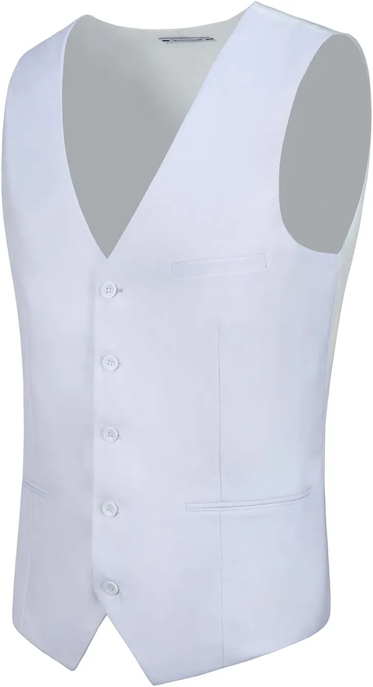 Men's Suits Vest V-Neck Sleeveless Slim Fit Jacket Groomman Casual Suit Vests for Wedding Formal Party Tuxedo for Men