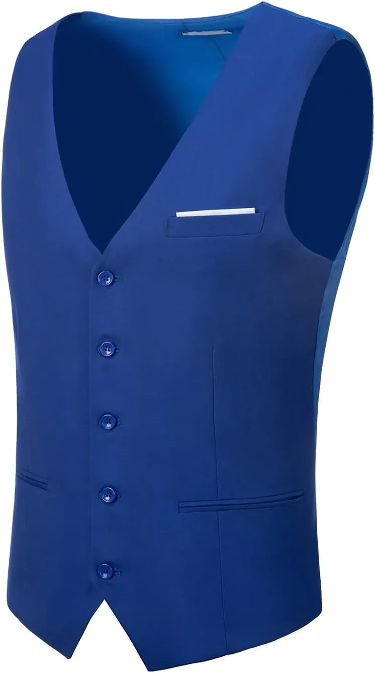 Men's Suits Vest V-Neck Sleeveless Slim Fit Jacket Groomman Casual Suit Vests for Wedding Formal Party Tuxedo for Men