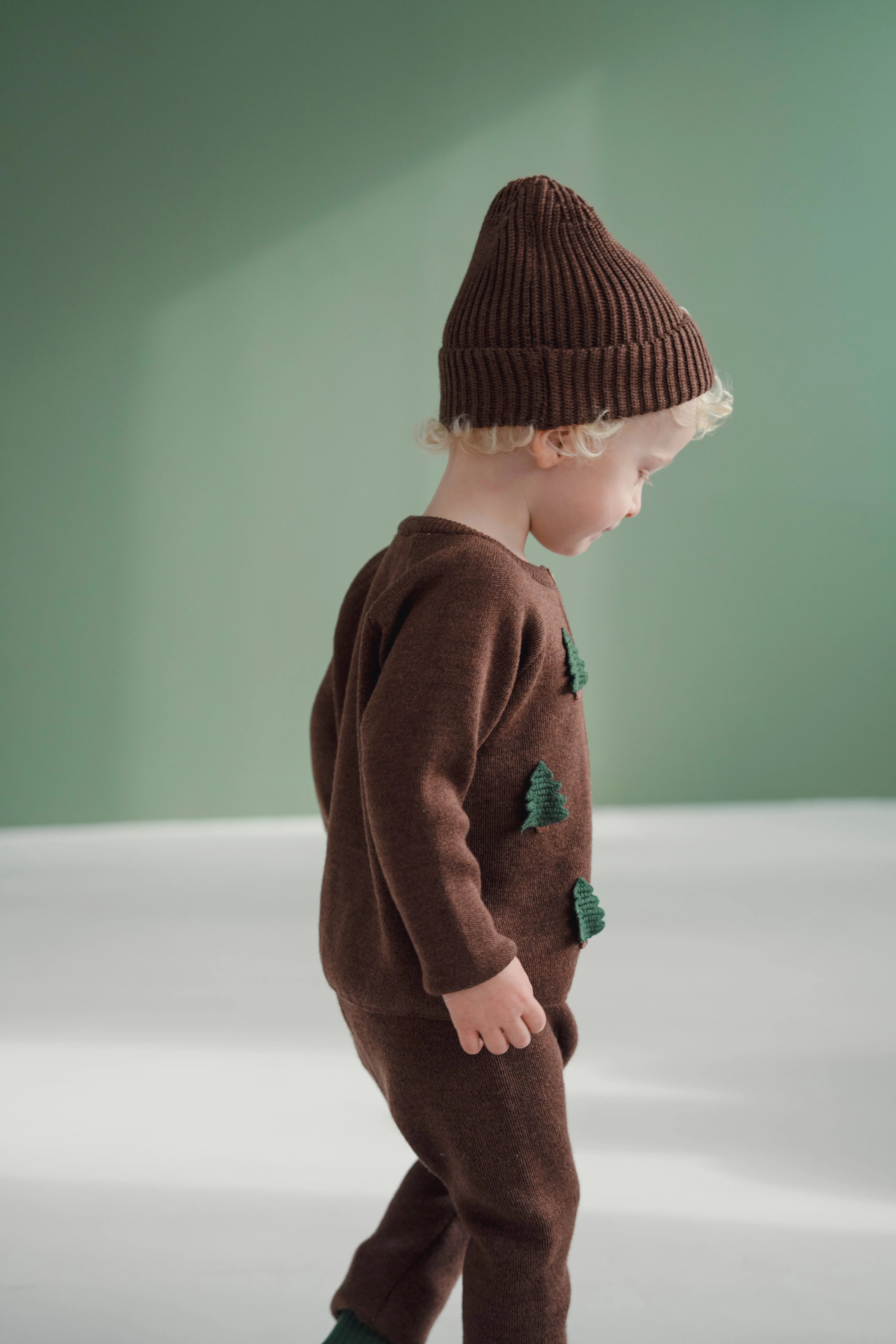 MERINO WOOL KNIT BEANIE BROWN
