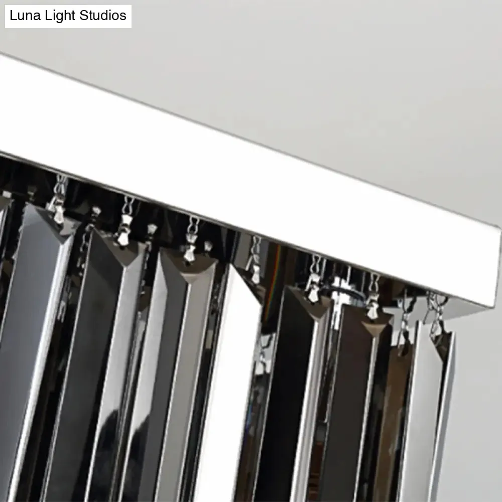 Modern Smoke Gray Crystal Rectangle Chandelier: 6/8/10 Heads, Dining Room Lighting