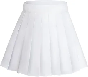 Rbenxia Womens Girl High Waisted Pleated Skirt A-Line Mini Skirt School Uniform Skater Tennis Skirts with Lining Shorts