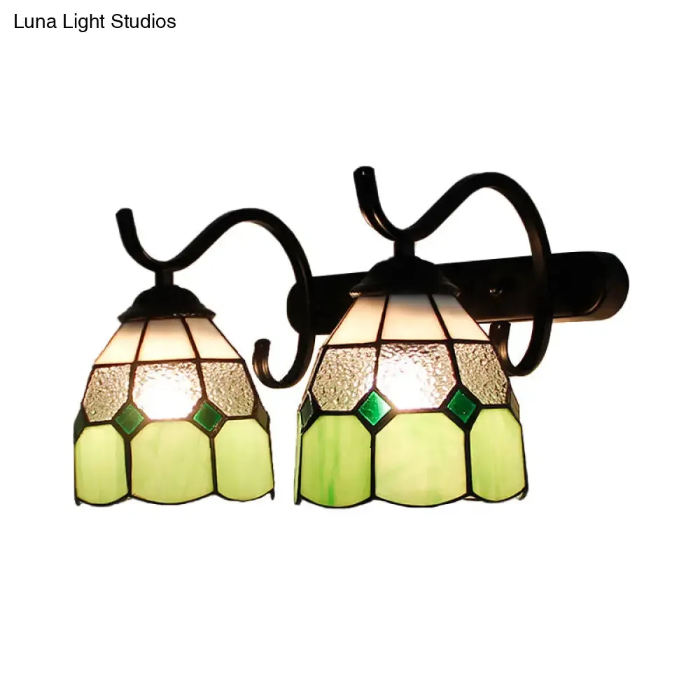 Stained Glass Tiffany Wall Sconce with 2 Light Heads in Multi-Color Options - Ideal for Bathrooms