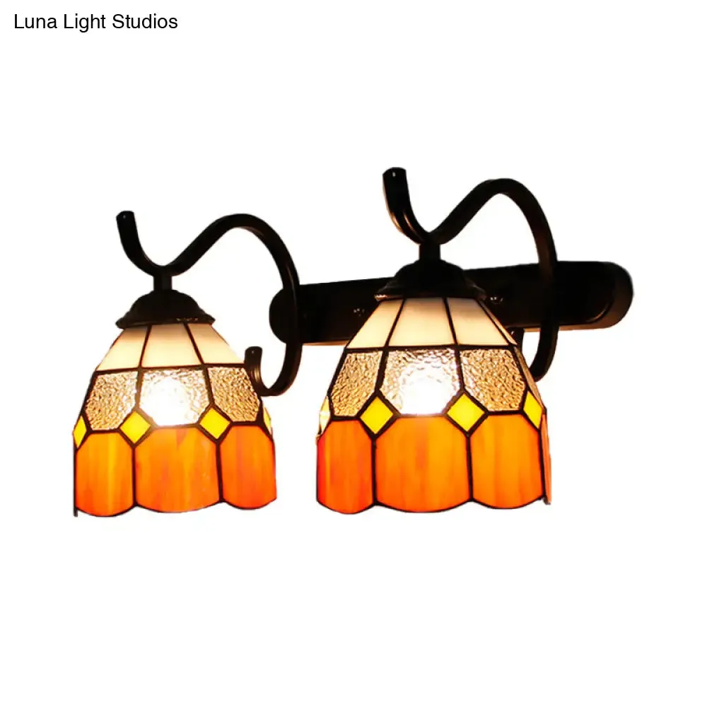 Stained Glass Tiffany Wall Sconce with 2 Light Heads in Multi-Color Options - Ideal for Bathrooms