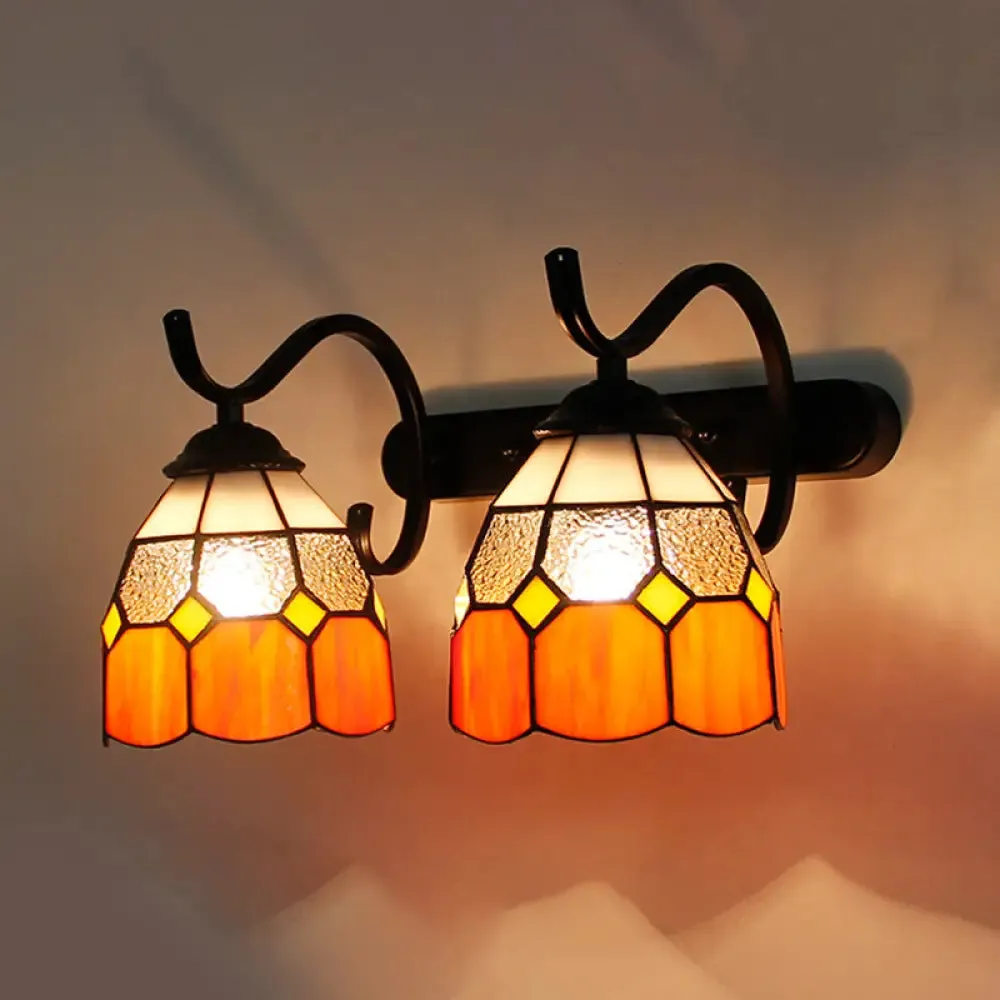 Stained Glass Tiffany Wall Sconce with 2 Light Heads in Multi-Color Options - Ideal for Bathrooms