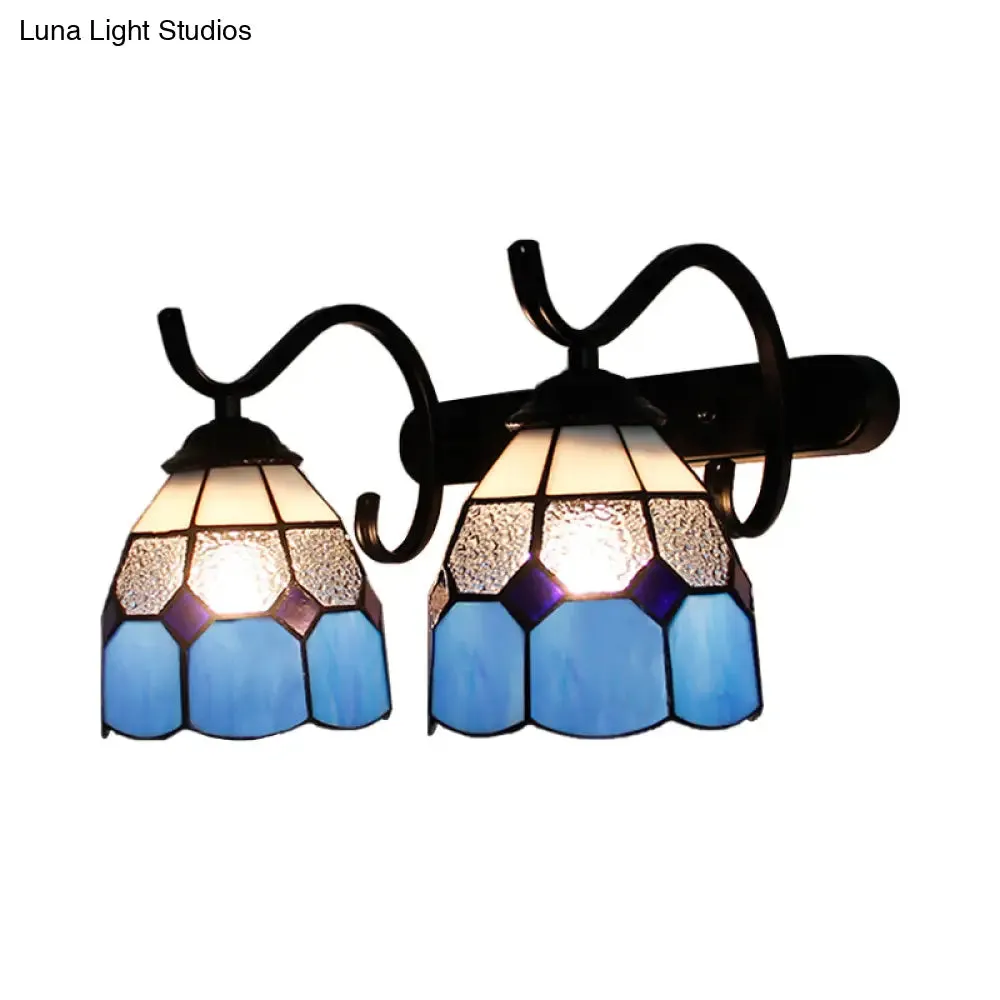 Stained Glass Tiffany Wall Sconce with 2 Light Heads in Multi-Color Options - Ideal for Bathrooms