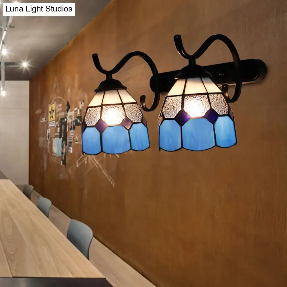 Stained Glass Tiffany Wall Sconce with 2 Light Heads in Multi-Color Options - Ideal for Bathrooms
