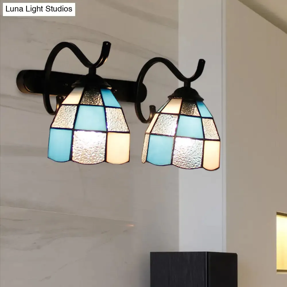 Stained Glass Tiffany Wall Sconce with 2 Light Heads in Multi-Color Options - Ideal for Bathrooms