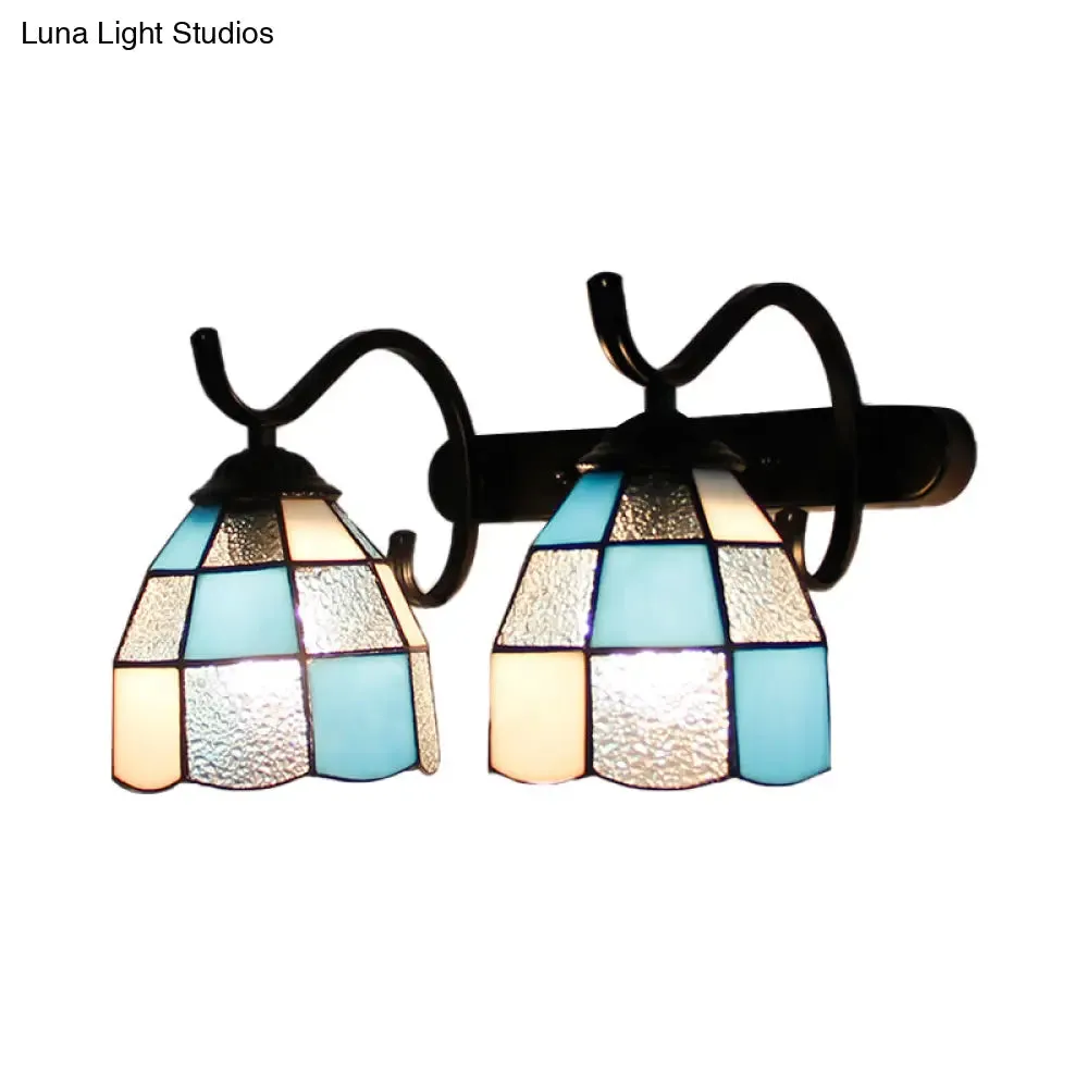 Stained Glass Tiffany Wall Sconce with 2 Light Heads in Multi-Color Options - Ideal for Bathrooms