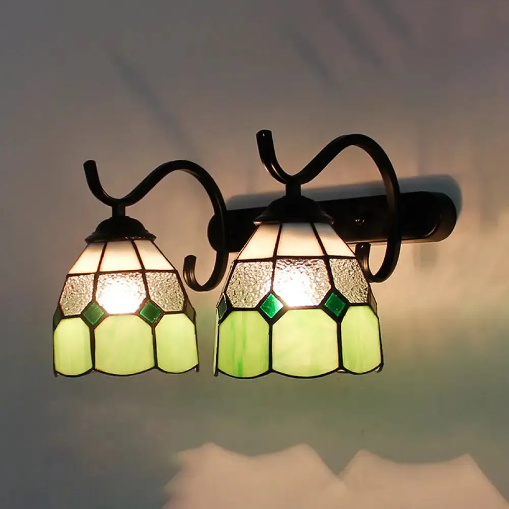 Stained Glass Tiffany Wall Sconce with 2 Light Heads in Multi-Color Options - Ideal for Bathrooms