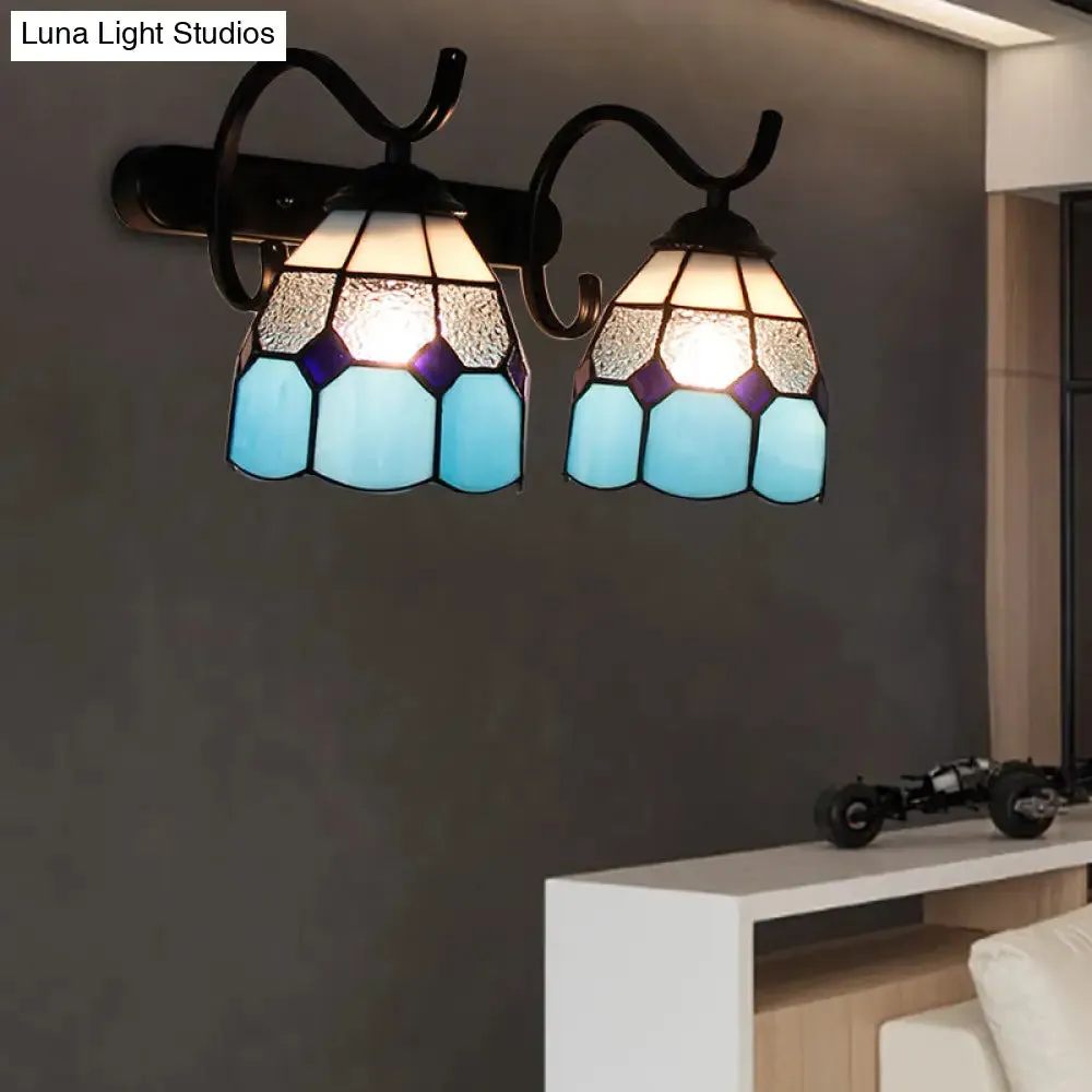 Stained Glass Tiffany Wall Sconce with 2 Light Heads in Multi-Color Options - Ideal for Bathrooms