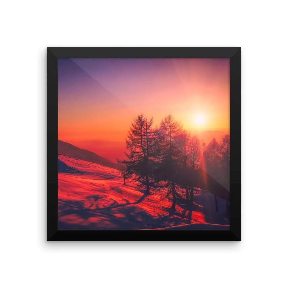 Sunset Snow Mountain Framed Photo Poster Wall Art Decoration Decor For Bedroom Living Room