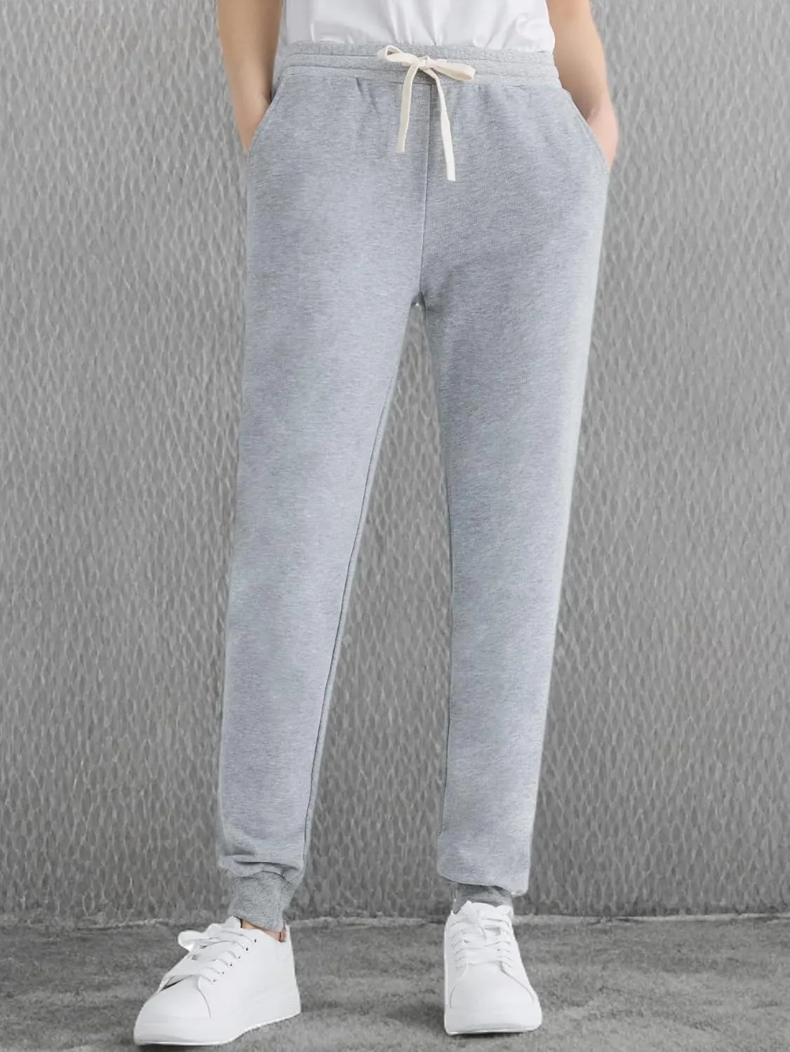 Weintee Women's Petite Joggers Cotton Sweatpants with Pockets