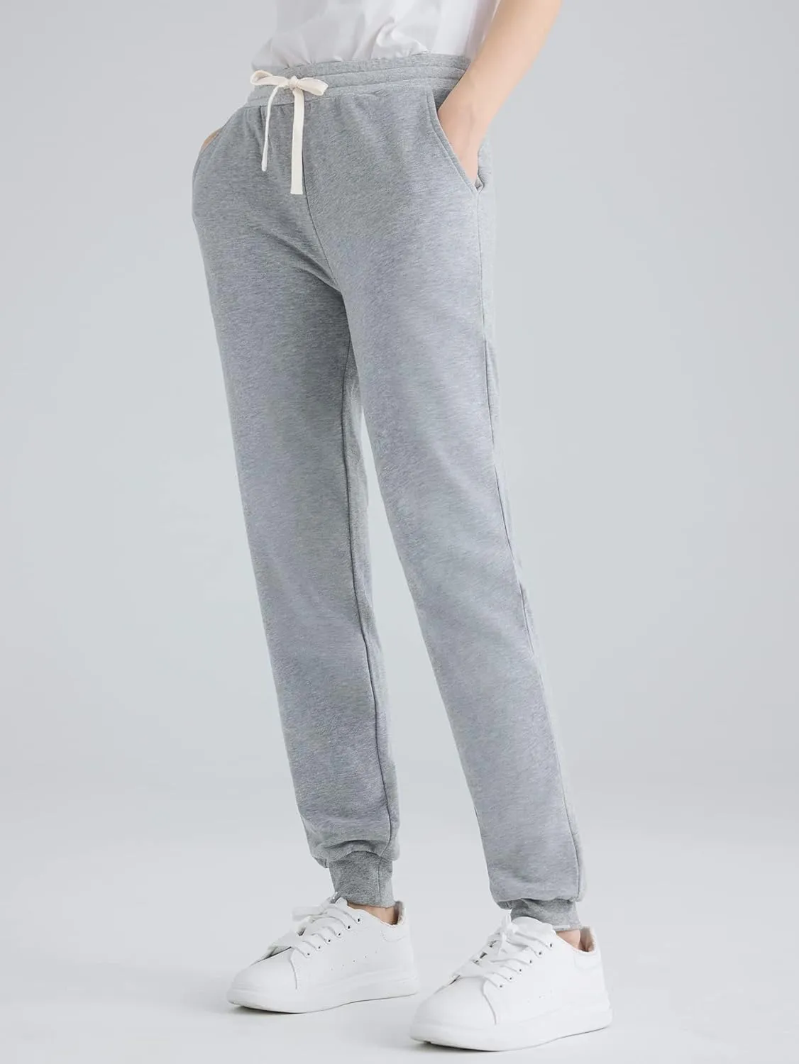 Weintee Women's Petite Joggers Cotton Sweatpants with Pockets