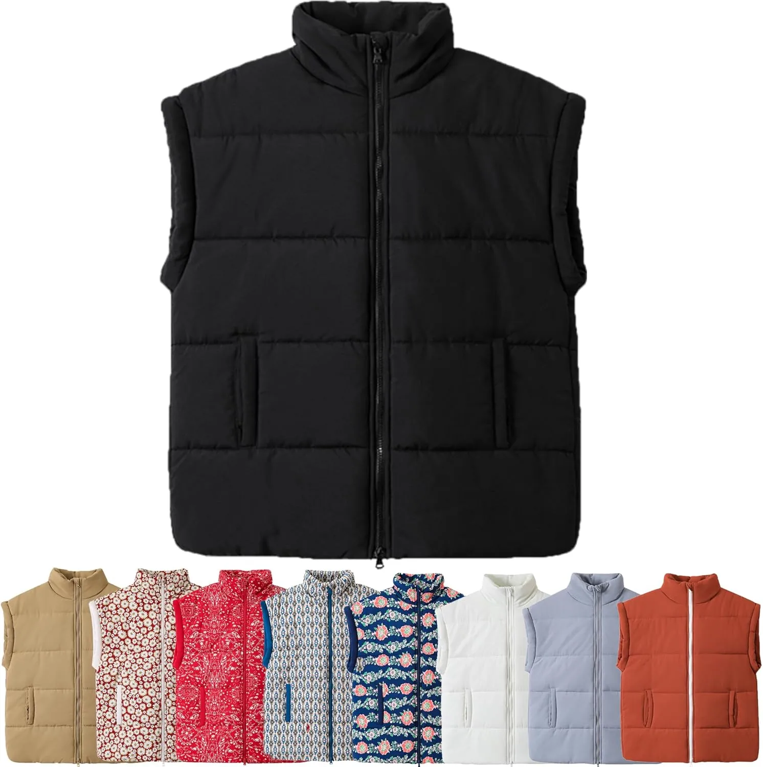 Women's Outerwear Vests Various Print Quilted Warm Cotton Loose Sleeveless Jacket