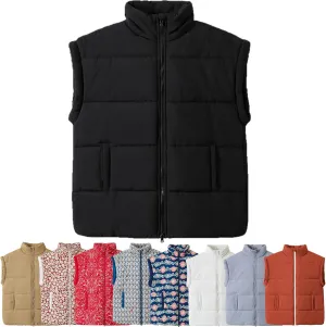 Women's Outerwear Vests Various Print Quilted Warm Cotton Loose Sleeveless Jacket