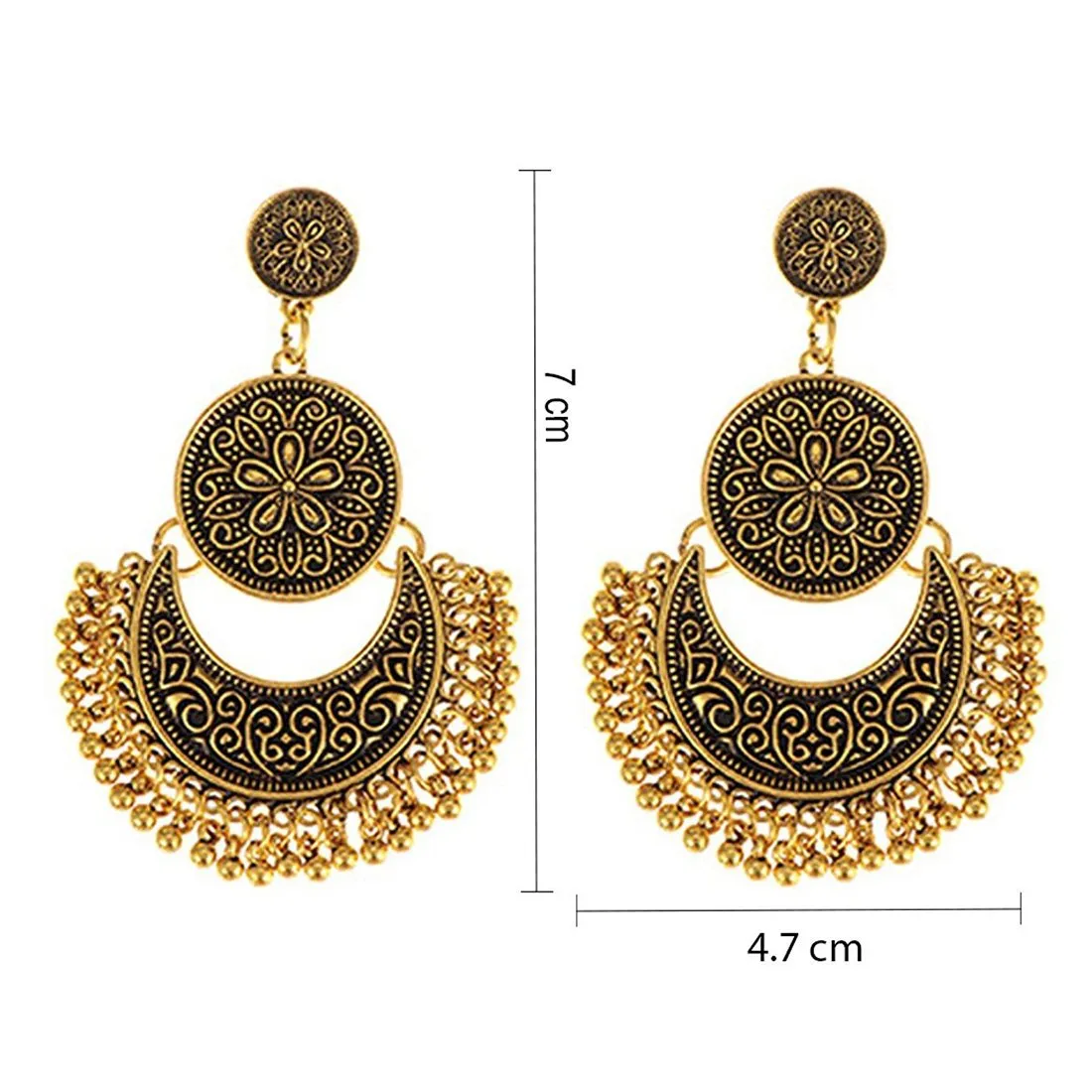 Yellow Chimes Chandbali Earrings for Women Tribal Muse Collection Oxidised Golden Chand bali Earrings For Women and Girls.