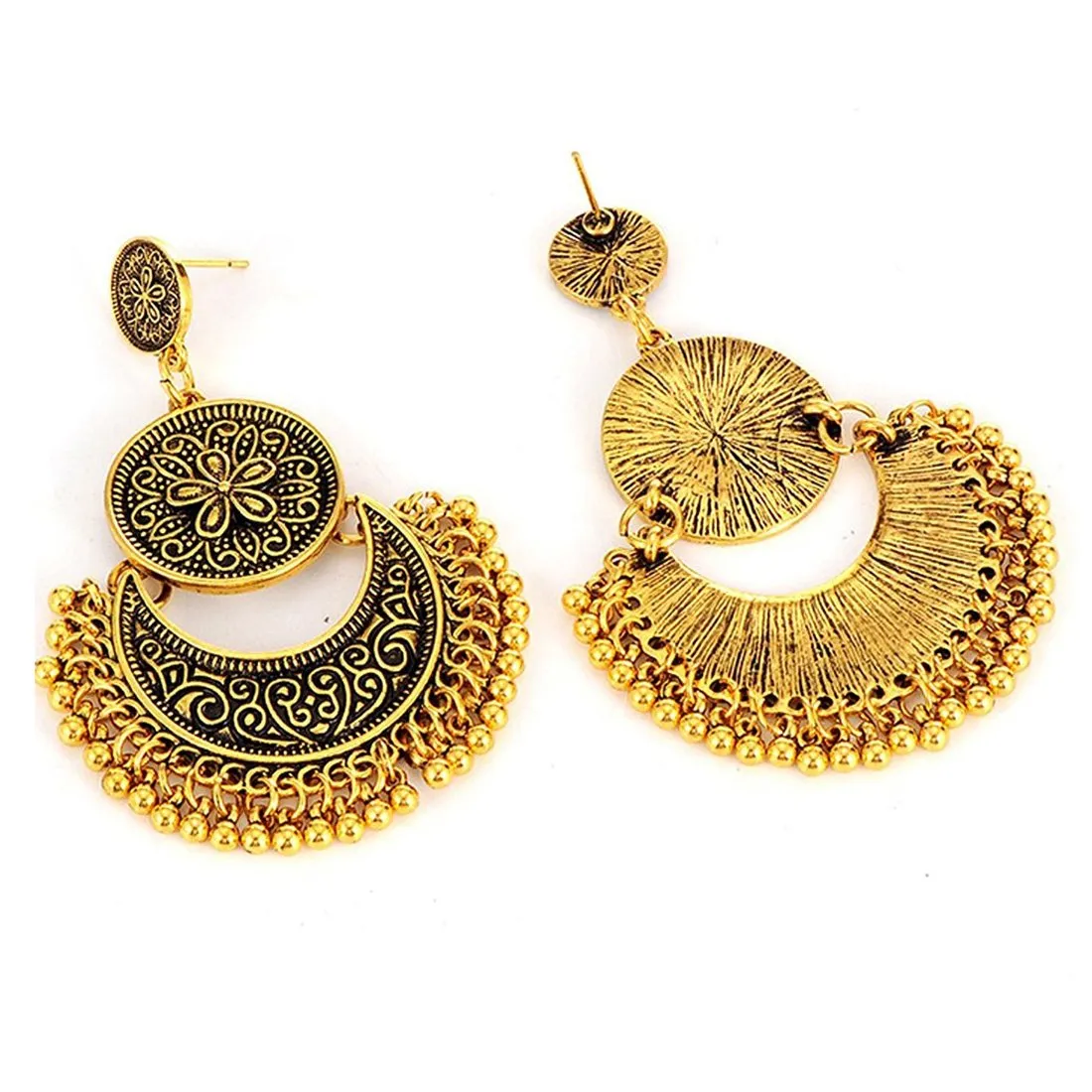 Yellow Chimes Chandbali Earrings for Women Tribal Muse Collection Oxidised Golden Chand bali Earrings For Women and Girls.