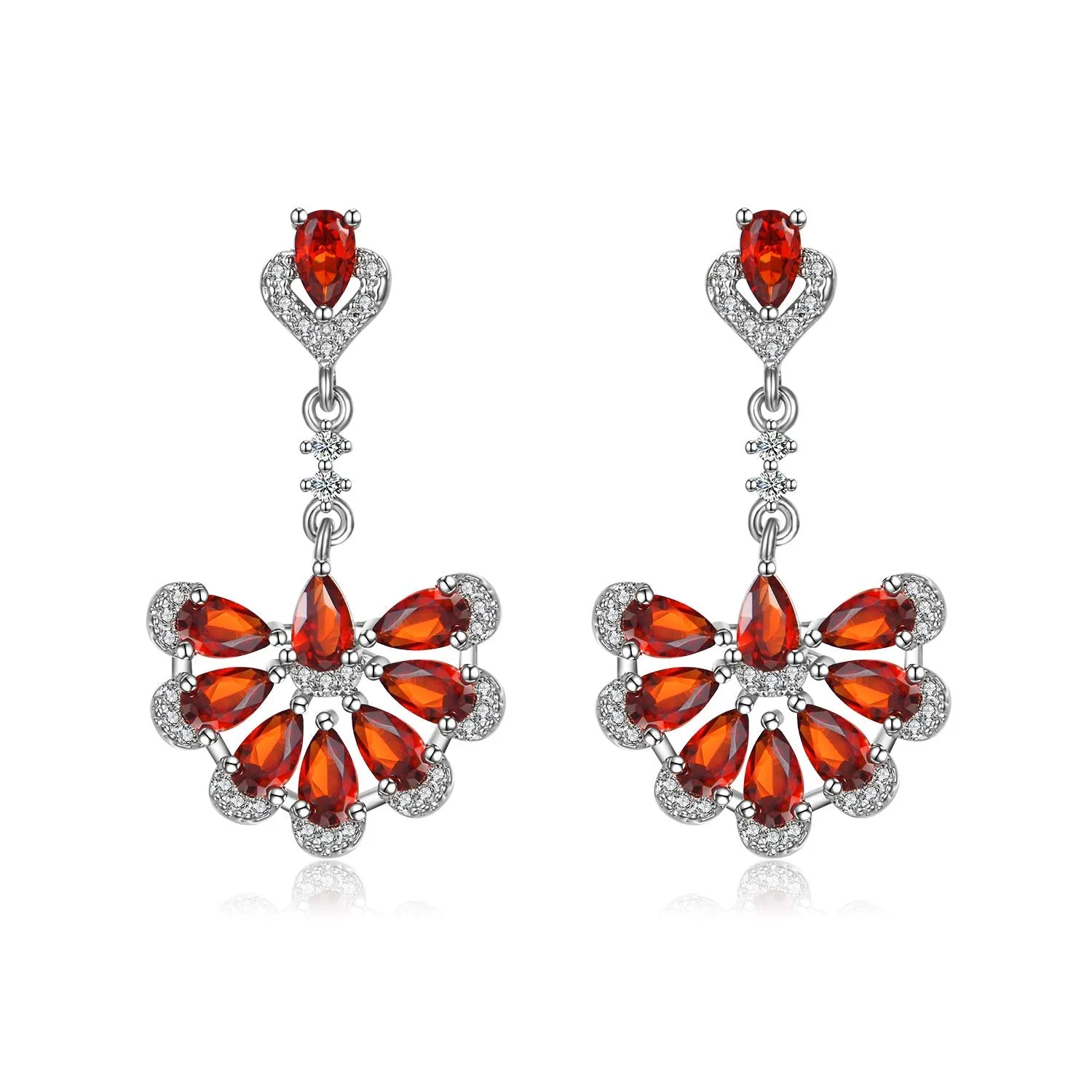 Yellow Chimes Elegant Latest Fashion Silver Plated Red Crystal designer Drop Earrings for Women and Girls (Red)